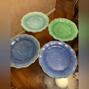 - - Brand New Set Of 4  10.5” Dinner Plates Deferent Color..
